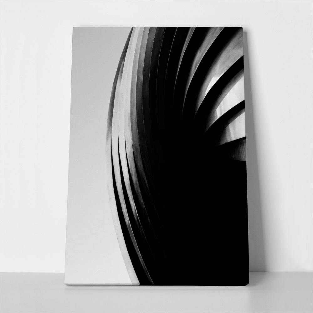 Πίνακας σε Καμβά BLACK AND WHITE ARCHITECTURAL SPIRAL PATTERN