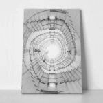 Πίνακας σε Καμβά BLACK AND WHITE ARCHITECTURAL SPIRAL STAIRCASE 2
