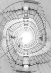Πίνακας σε Καμβά BLACK AND WHITE ARCHITECTURAL SPIRAL STAIRCASE 2