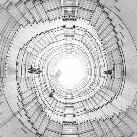 Πίνακας σε Καμβά BLACK AND WHITE ARCHITECTURAL SPIRAL STAIRCASE 2 - Πολεις και Αρχιτεκτονικη Sticky 5