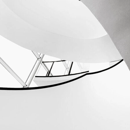 Πίνακας σε Καμβά BLACK AND WHITE ARCHITECTURAL SPIRAL STAIRCASE 4 - Πολεις και Αρχιτεκτονικη Sticky 5