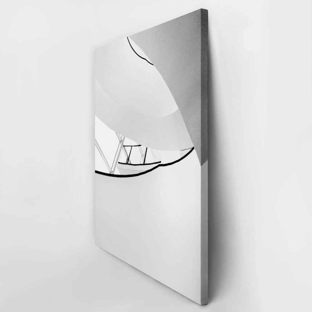 Πίνακας σε Καμβά BLACK AND WHITE ARCHITECTURAL SPIRAL STAIRCASE 4