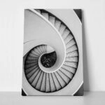 Πίνακας σε Καμβά BLACK AND WHITE ARCHITECTURAL SPIRAL STAIRCASE