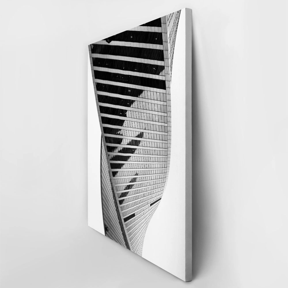 Πίνακας σε Καμβά BLACK AND WHITE ARCHITECTURAL SPIRALING TOWER