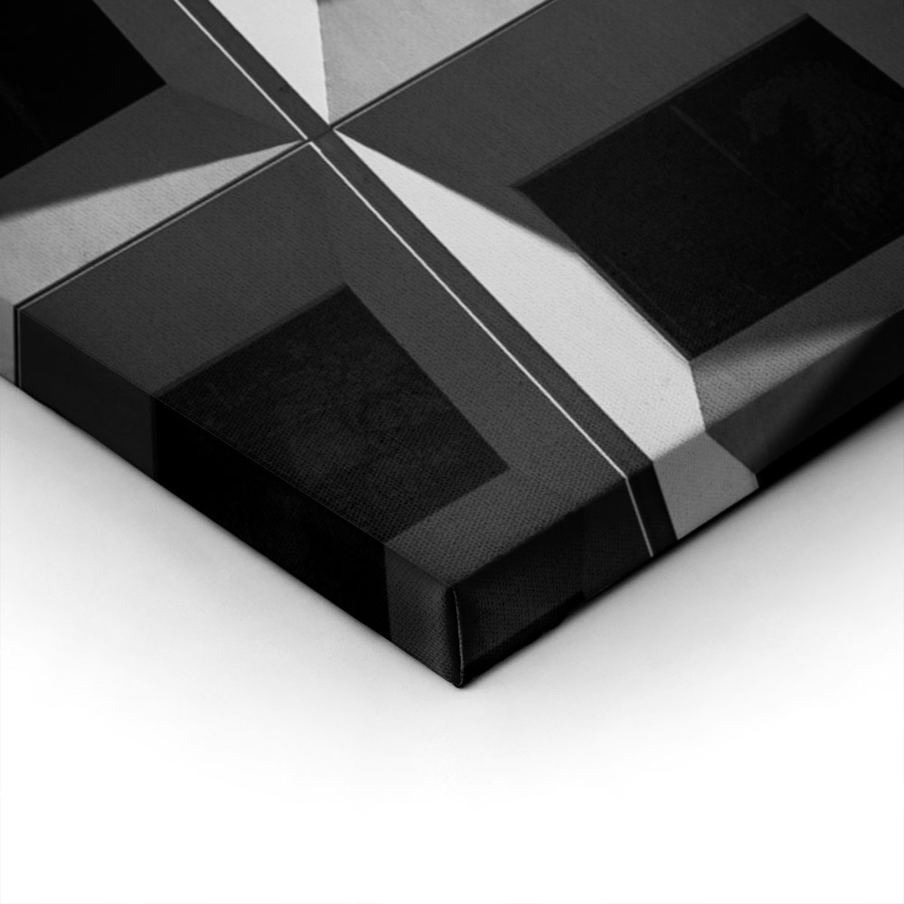Πίνακας σε Καμβά BLACK AND WHITE ARCHITECTURAL SQUARE PATTERN FACADE