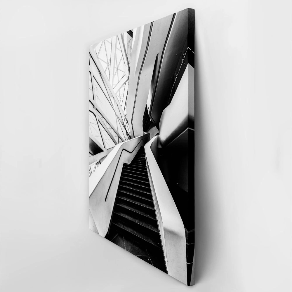 Πίνακας σε Καμβά BLACK AND WHITE ARCHITECTURAL STAIRCASES