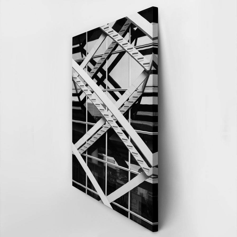 Πίνακας σε Καμβά BLACK AND WHITE ARCHITECTURAL STEEL FRAMEWORK