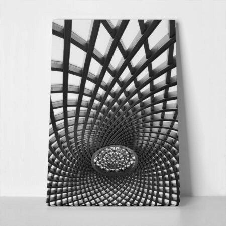 Πίνακας σε Καμβά BLACK AND WHITE ARCHITECTURAL SWIRLING METAL CEILING - Πολεις και Αρχιτεκτονικη