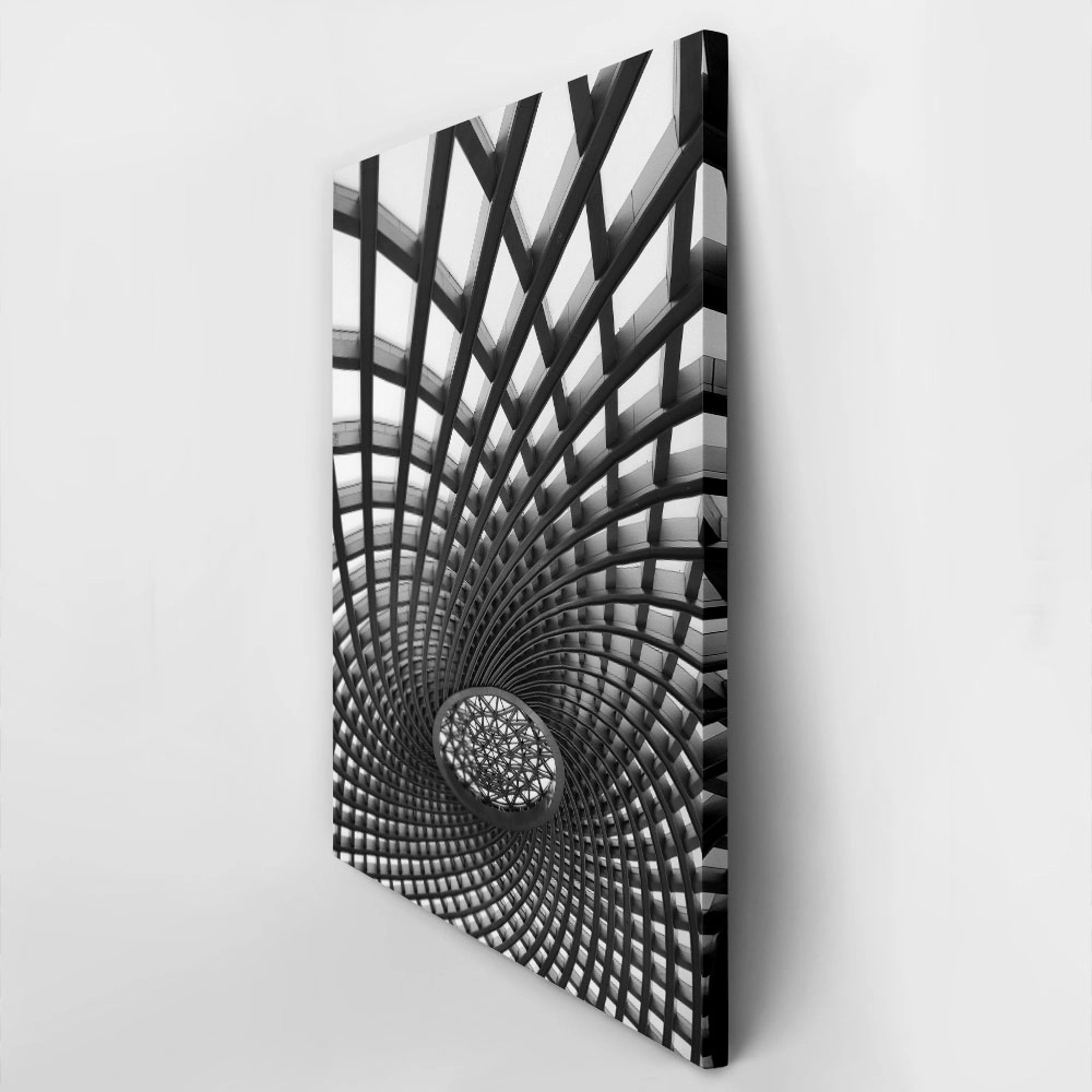 Πίνακας σε Καμβά BLACK AND WHITE ARCHITECTURAL SWIRLING METAL CEILING