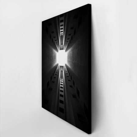 Πίνακας σε Καμβά BLACK AND WHITE ARCHITECTURAL TALL TOWER BLOCK - Πολεις και Αρχιτεκτονικη Sticky 2