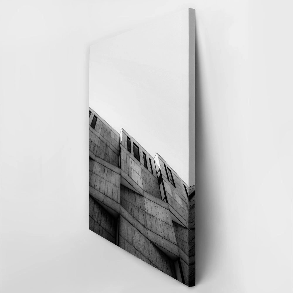 Πίνακας σε Καμβά BLACK AND WHITE ARCHITECTURAL TEXTURED CONCRETE BUILDING
