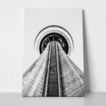 Πίνακας σε Καμβά BLACK AND WHITE ARCHITECTURAL TOWER VANTAGE POINT