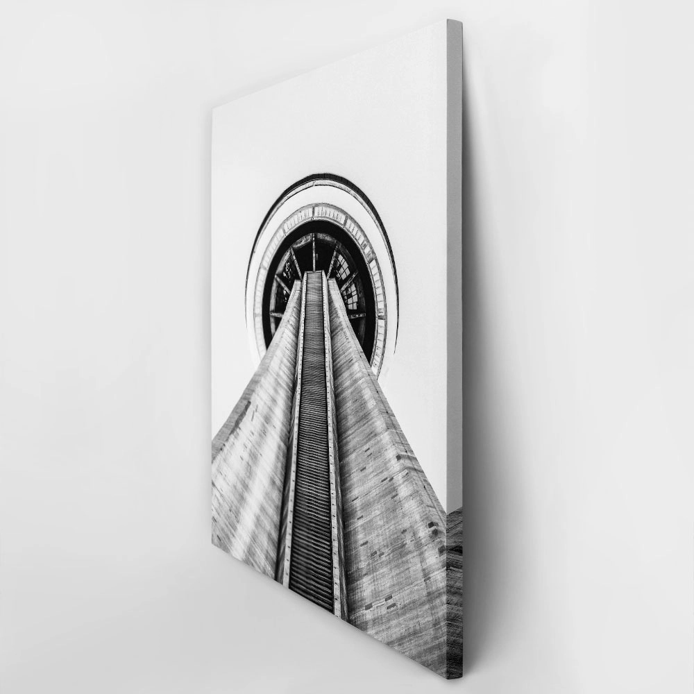 Πίνακας σε Καμβά BLACK AND WHITE ARCHITECTURAL TOWER VANTAGE POINT