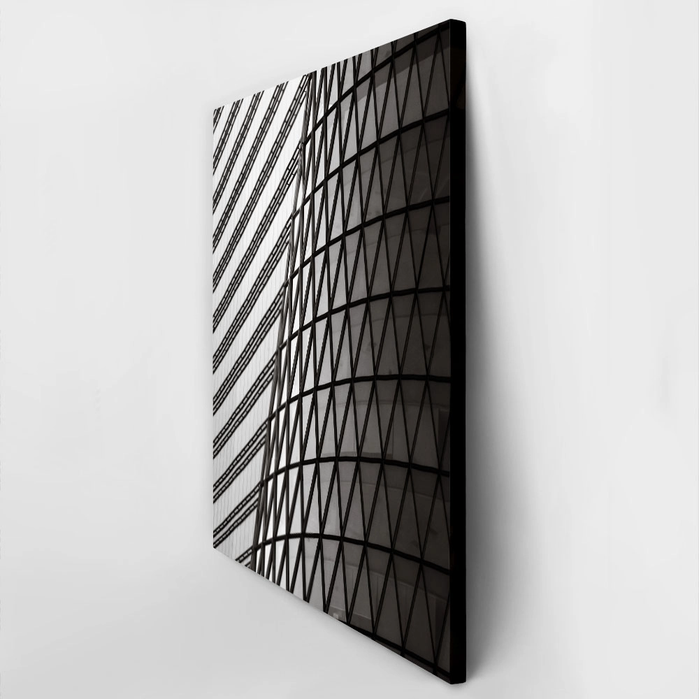 Πίνακας σε Καμβά BLACK AND WHITE ARCHITECTURAL TRIANGLE FACADE