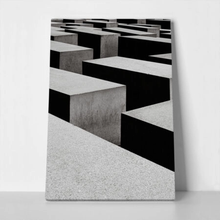 Πίνακας σε Καμβά BLACK AND WHITE ARCHITECTURAL TRIANGULAR SUNSHADES GEOMETRIC BOX STRUCTURES - Πολεις και Αρχιτεκτονικη