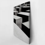 Πίνακας σε Καμβά BLACK AND WHITE ARCHITECTURAL TRIANGULAR SUNSHADES GEOMETRIC BOX STRUCTURES