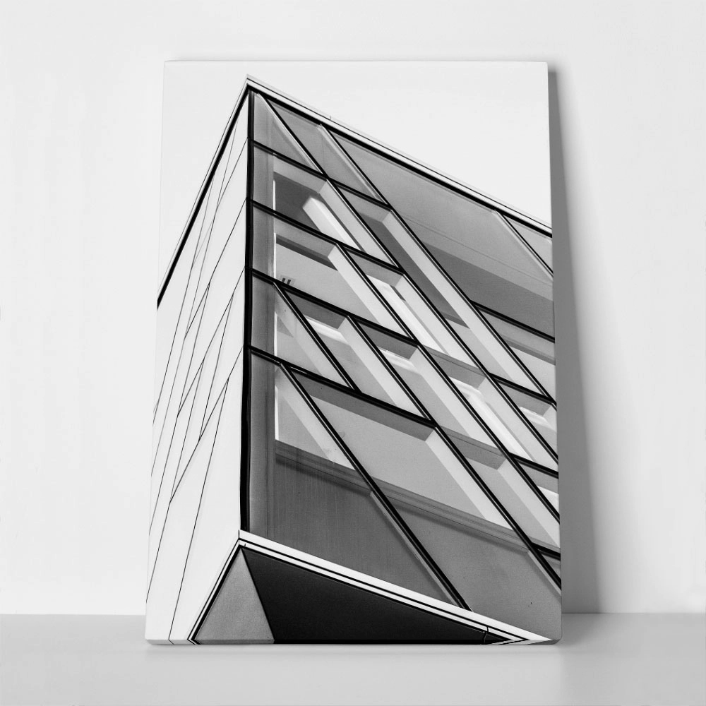Πίνακας σε Καμβά BLACK AND WHITE ARCHITECTURAL TRIANGULAR WINDOWS