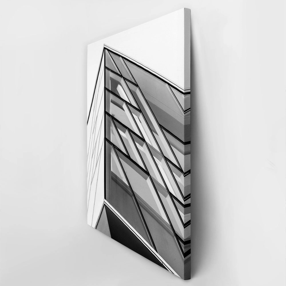 Πίνακας σε Καμβά BLACK AND WHITE ARCHITECTURAL TRIANGULAR WINDOWS