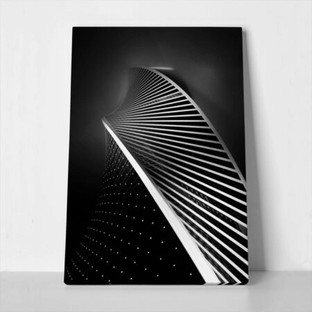 Πίνακας σε Καμβά BLACK AND WHITE ARCHITECTURAL TWISTING TOWER
