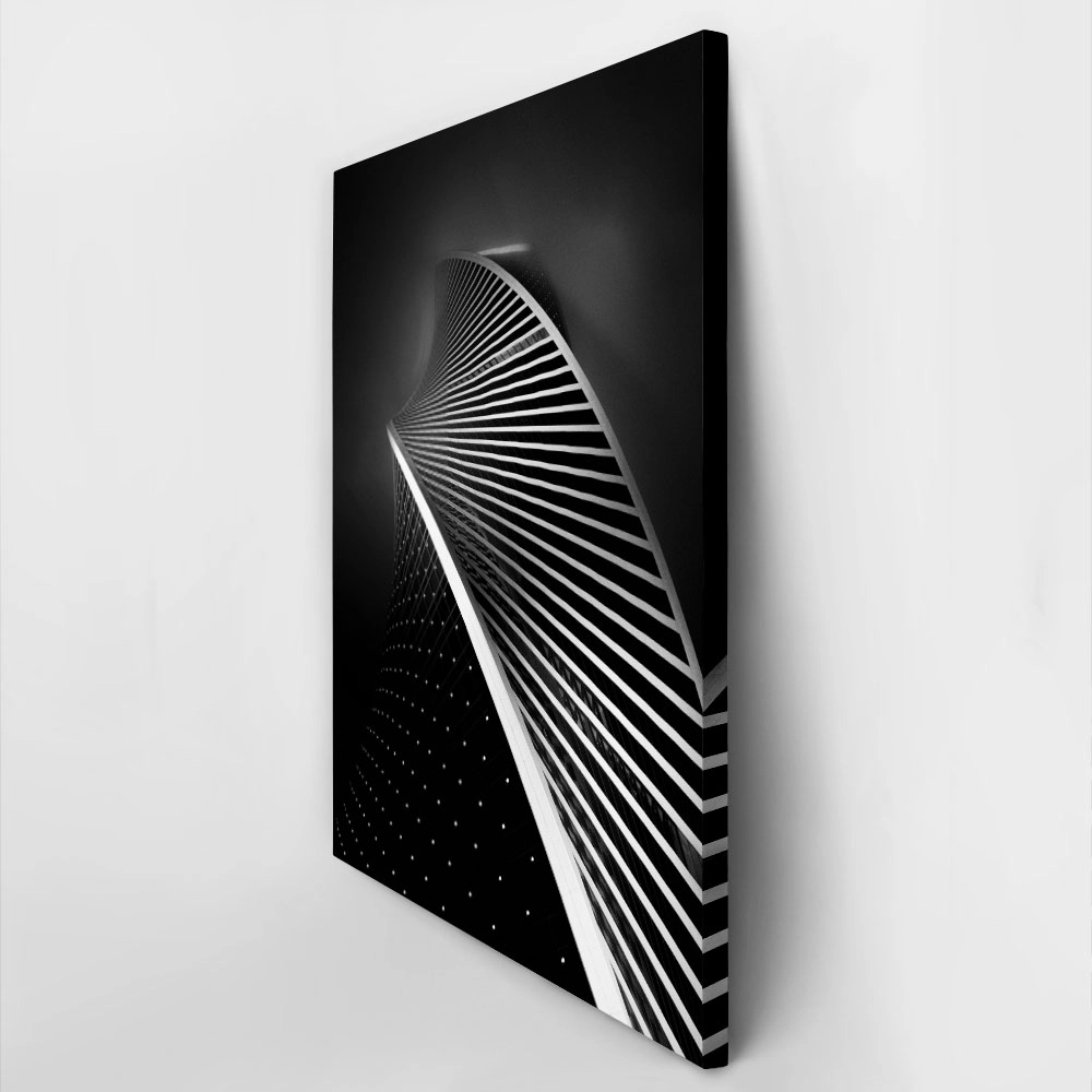 Πίνακας σε Καμβά BLACK AND WHITE ARCHITECTURAL TWISTING TOWER