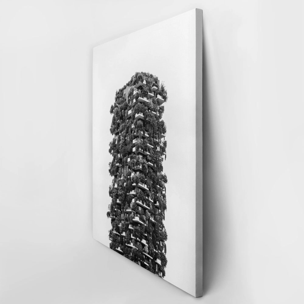 Πίνακας σε Καμβά BLACK AND WHITE ARCHITECTURAL VERTICAL FOREST