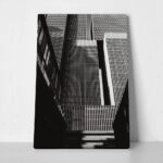 Πίνακας σε Καμβά BLACK AND WHITE ARCHITECTURAL VERTICAL LINES BUILDING