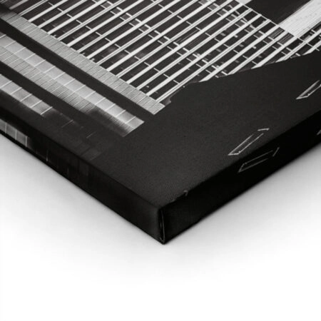 Πίνακας σε Καμβά BLACK AND WHITE ARCHITECTURAL VERTICAL LINES BUILDING - Πολεις και Αρχιτεκτονικη Sticky 1