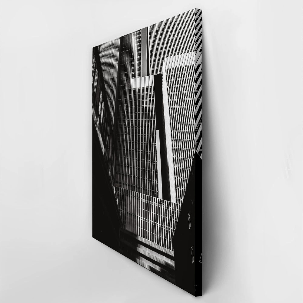 Πίνακας σε Καμβά BLACK AND WHITE ARCHITECTURAL VERTICAL LINES BUILDING