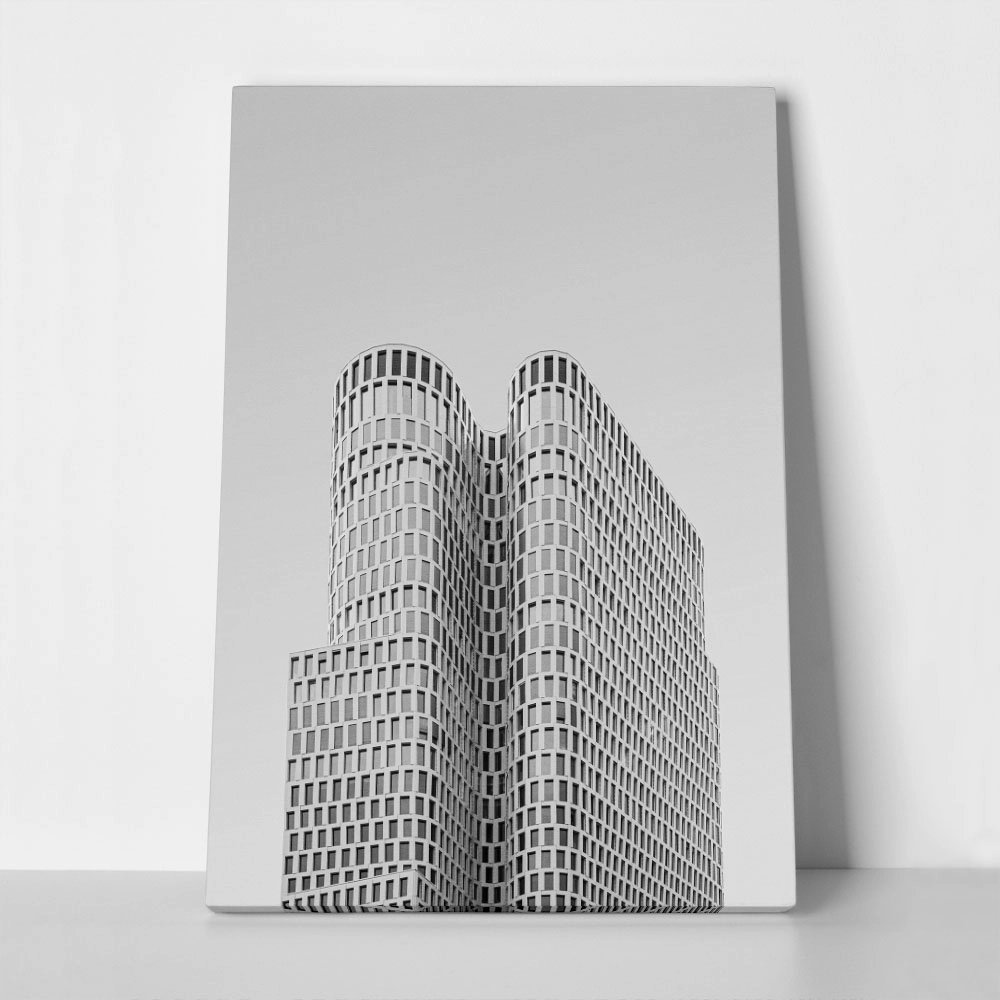 Πίνακας σε Καμβά BLACK AND WHITE ARCHITECTURAL WAVY FACADE
