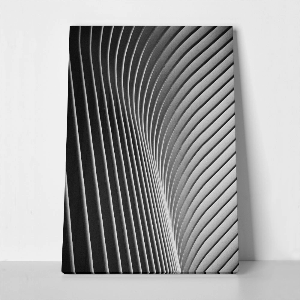 Πίνακας σε Καμβά BLACK AND WHITE ARCHITECTURAL WAVY STRUCTURAL ELEMENTS