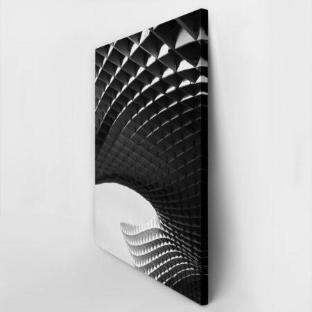 Πίνακας σε Καμβά BLACK AND WHITE ARCHITECTURAL WOODEN STRUCTURE - Πολεις και Αρχιτεκτονικη Sticky 2