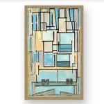 OUTLET Πίνακας σε καμβά MONDRIAN - COMPOSITION NO VI 50cm x 80cm Με Κορνίζα ΦΥΣΙΚΟ ΣΚΟΥΡΟ