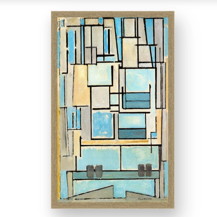 OUTLET Πίνακας σε καμβά MONDRIAN - COMPOSITION NO VI 50cm x 80cm Με Κορνίζα ΦΥΣΙΚΟ ΣΚΟΥΡΟ