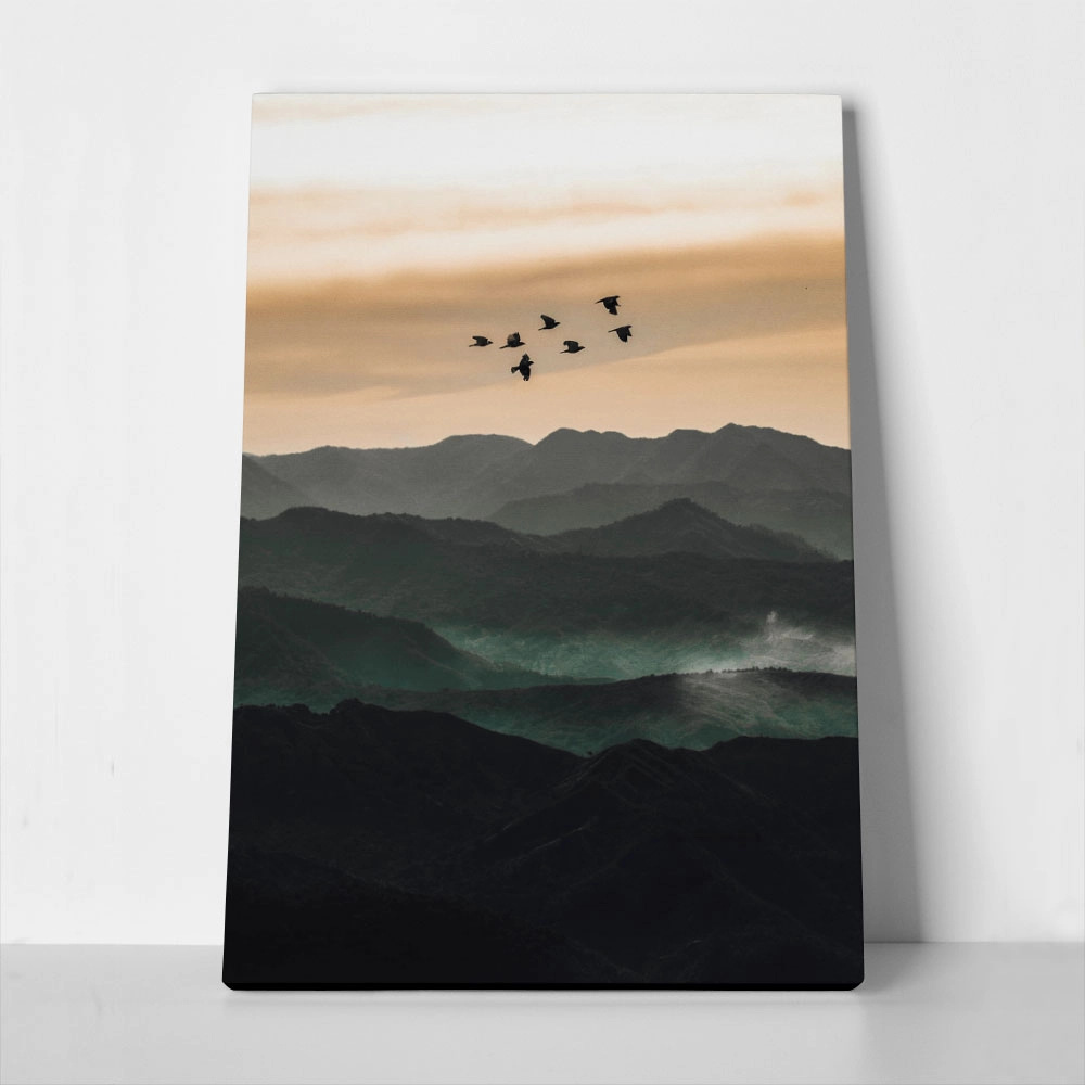 Πίνακας σε Καμβά RUSTIC FARMHOUSE BIRDS FLYING