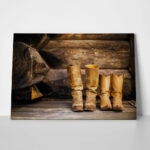 Πίνακας σε Καμβά RUSTIC FARMHOUSE BOOTS 2