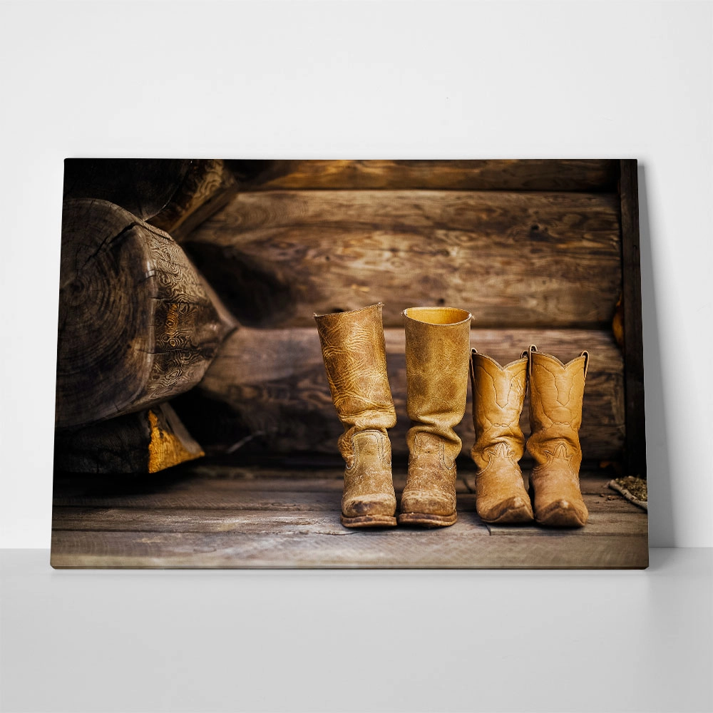 Πίνακας σε Καμβά RUSTIC FARMHOUSE BOOTS 2