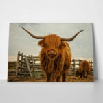 Πίνακας σε Καμβά RUSTIC FARMHOUSE COW 20