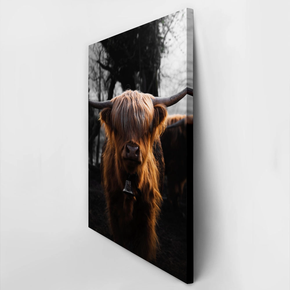 Πίνακας σε Καμβά RUSTIC FARMHOUSE COW 3