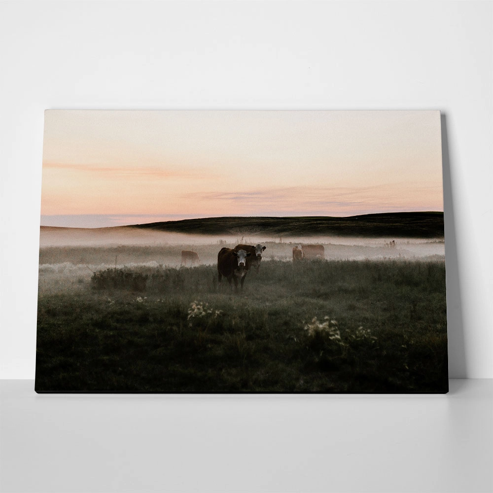 Πίνακας σε Καμβά RUSTIC FARMHOUSE COWS 15
