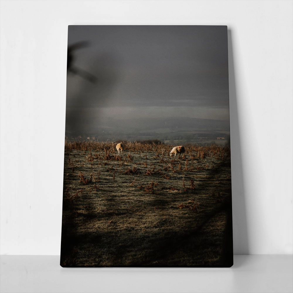 Πίνακας σε Καμβά RUSTIC FARMHOUSE COWS 5
