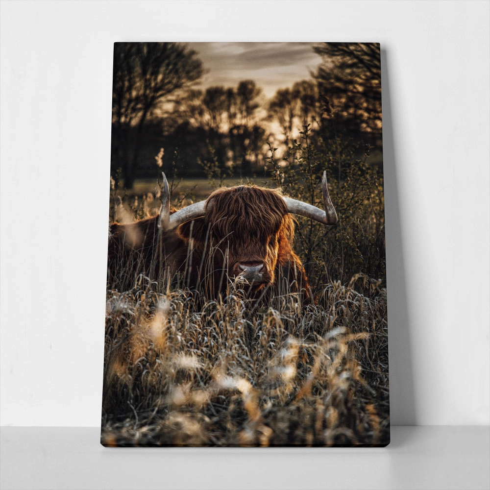 Πίνακας σε Καμβά RUSTIC FARMHOUSE COW