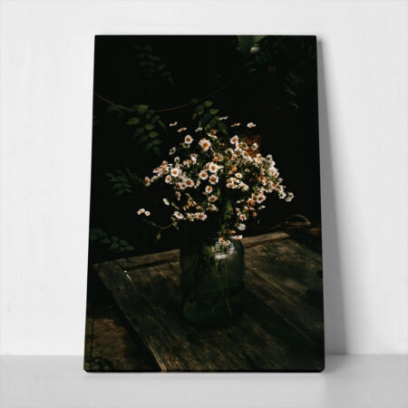 Πίνακας σε Καμβά RUSTIC FARMHOUSE DAISIES - 