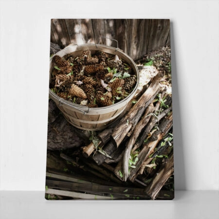 Πίνακας σε Καμβά RUSTIC FARMHOUSE DRIED WOOD - 