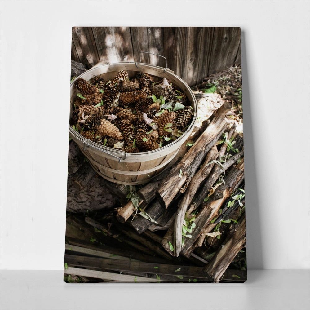 Πίνακας σε Καμβά RUSTIC FARMHOUSE DRIED WOOD