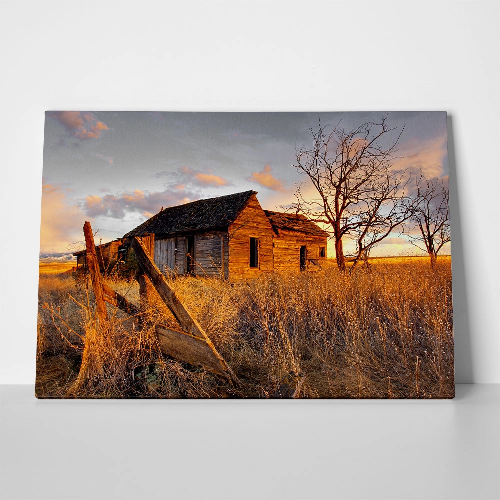 Πίνακας σε Καμβά RUSTIC FARMHOUSE FIELD CABIN 9