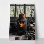 Πίνακας σε Καμβά RUSTIC FARMHOUSE FIRE 2