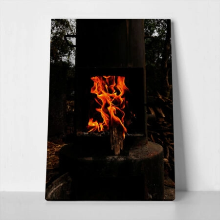 Πίνακας σε Καμβά RUSTIC FARMHOUSE FIRE