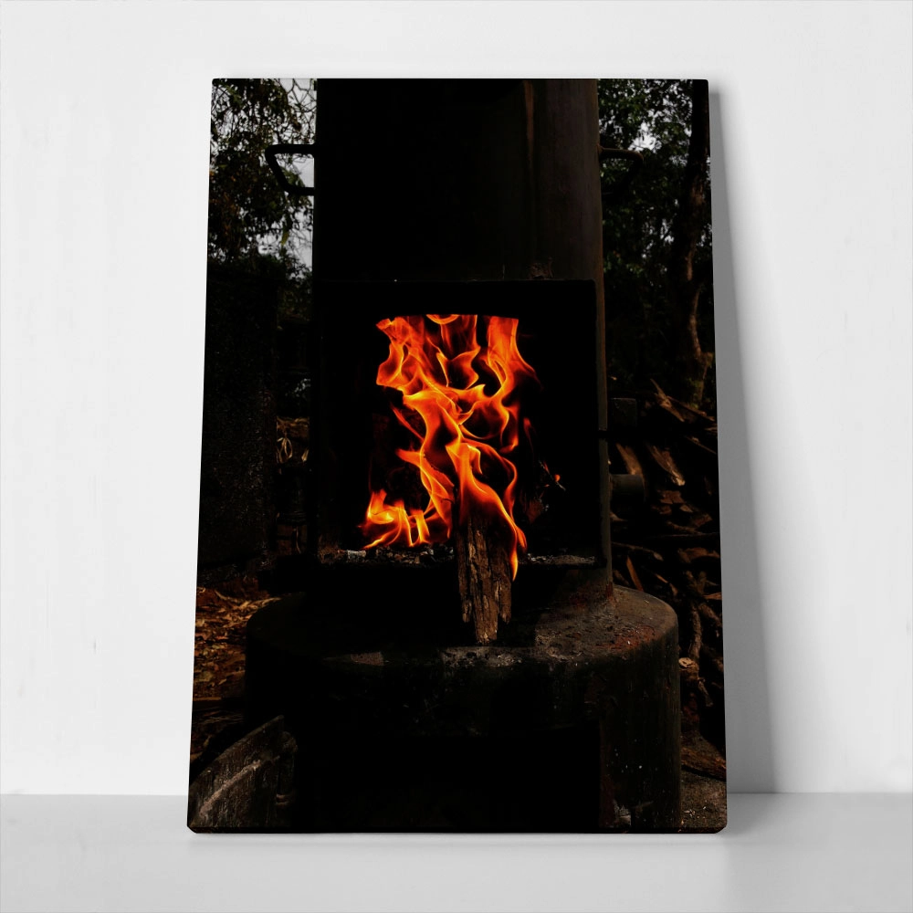 Πίνακας σε Καμβά RUSTIC FARMHOUSE FIRE