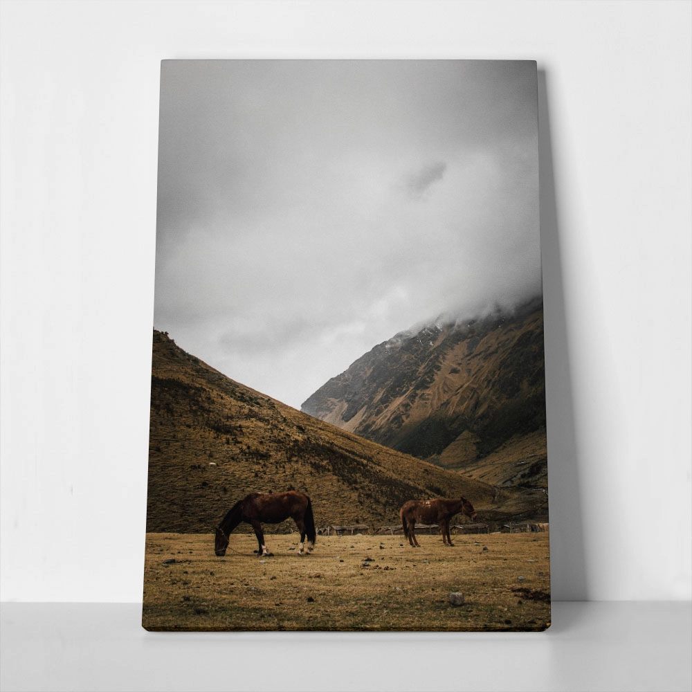 Πίνακας σε Καμβά RUSTIC FARMHOUSE HORSES 2