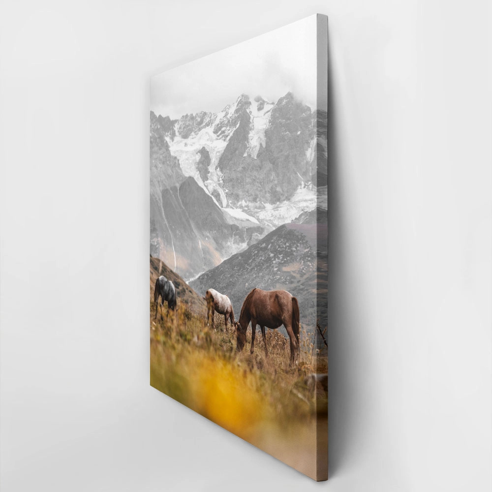 Πίνακας σε Καμβά RUSTIC FARMHOUSE HORSES 3